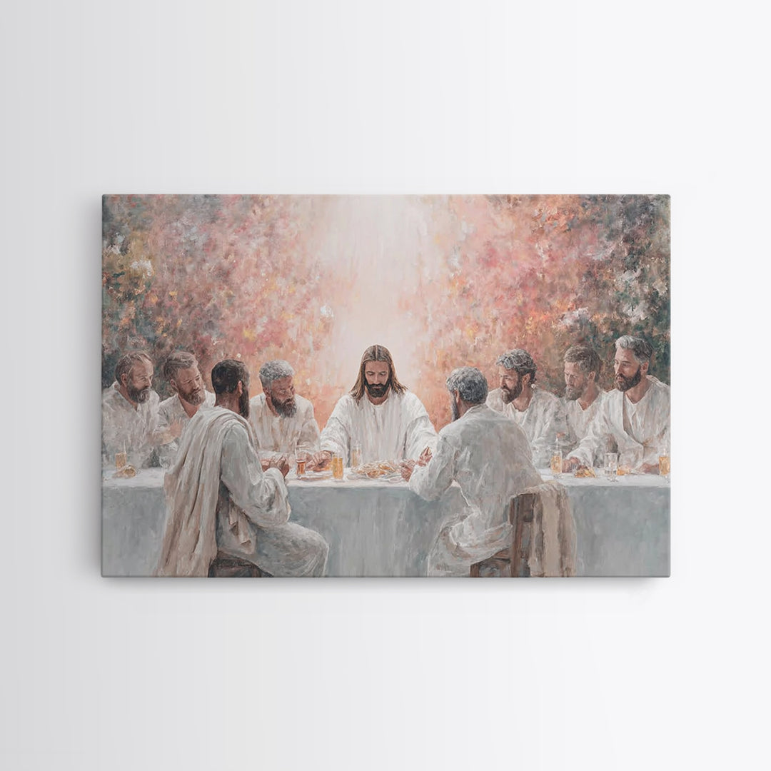 Heavenly Supper - Framed Canvas Print - Christian Art Canvas - Christian Wall Art - Modern Jesus Art - Christian Christmas Art - Christian