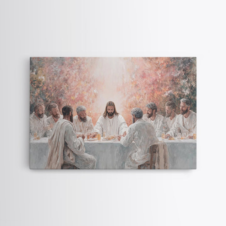 Heavenly Supper - Framed Canvas Print - Christian Art Canvas - Christian Wall Art - Modern Jesus Art - Christian Christmas Art - Christian