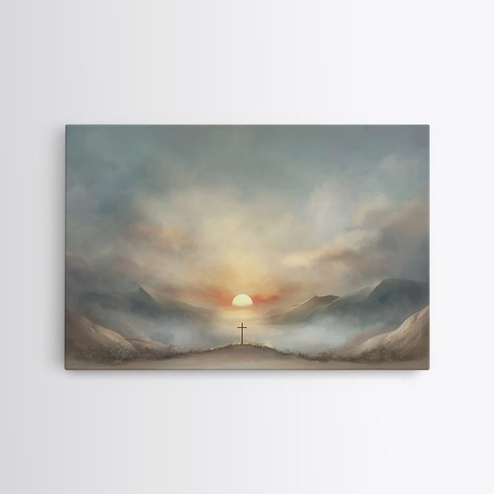 Valley Of Mercy, Framed Canvas Print, Christian Art Canvas, Christian Wall Art, Modern Christian Painting, Christian Decor, Blue Christian