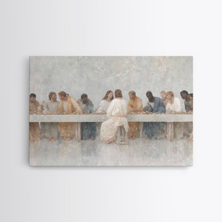 Sacred Banquet Harmony, Framed Canvas Print, Christian Art Work, Modern Christian Painting, Jesus Paintings, Christian Decor, Christmas Art