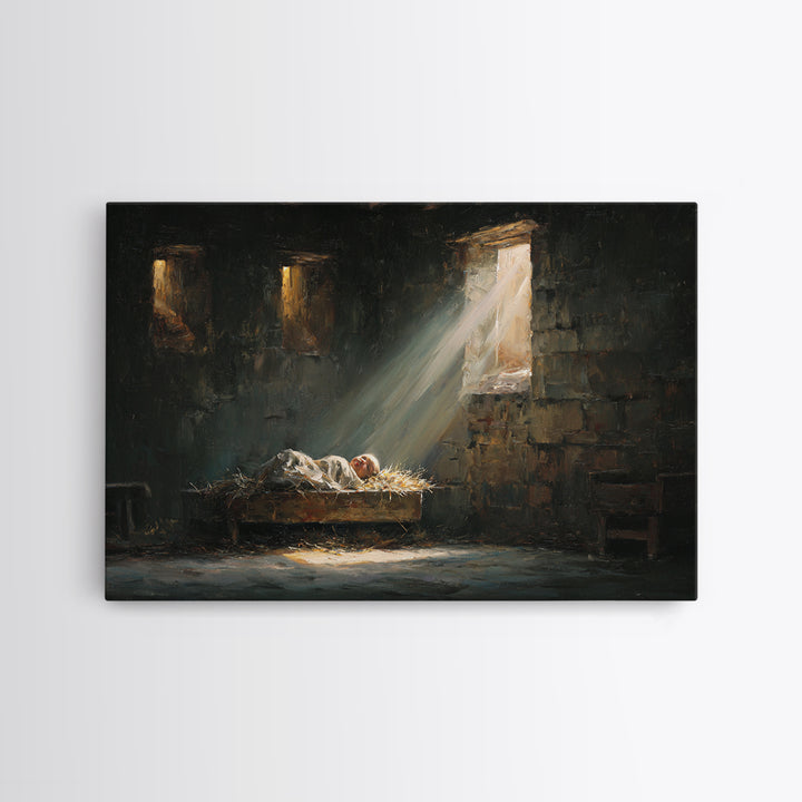 Star-Born Light – Framed Canvas Print – Christian Wall Art – Christmas Art – Jesus Painting – Christian Art Canvas – Christian Christmas De