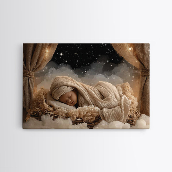 Heaven’s Infant Dream | Framed Canvas Print | Christian Art Canvas | Christmas Art Prints | Jesus Christmas Art | Christian Wall Art | Mode