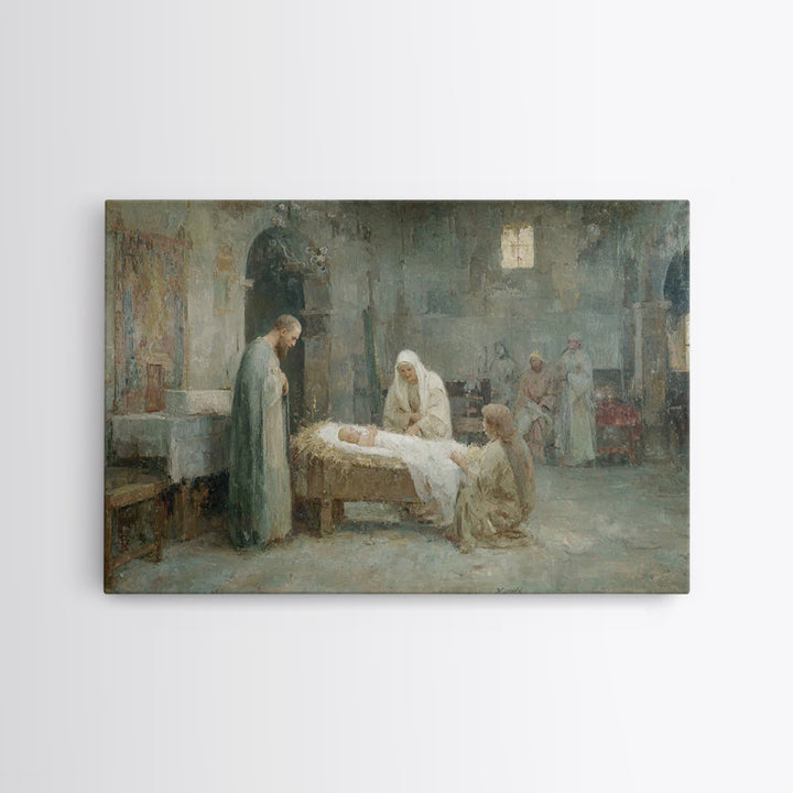 Pure Morning Grace, Framed Canvas Print, Christian Wall Art, Christmas Art Framed, Christian Art Canvas, White Christmas Art, Subtle Christ