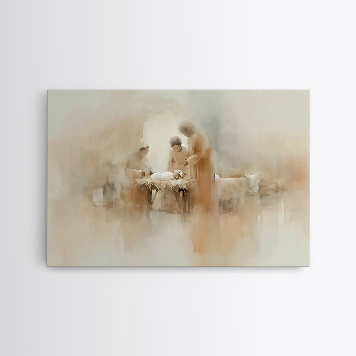 Blessed Nativity Circle – Framed Canvas Print – Christian Art Canvas – Christmas Art Prints – Jesus Christmas Art – Christian Wall Art – Ch