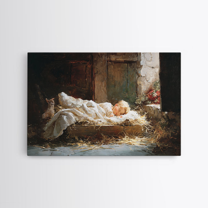 Gentle Nativity Hush | Framed Canvas Print | Christian Art Print | Christmas Wall Art | Jesus Art Print | Subtle Christian Art | Christian