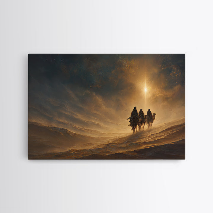 Holy Night Caravan | Framed Canvas Print | Christian Art Canvas | Christmas Art | Christian Wall Art | Christian Christmas Decorations | Je