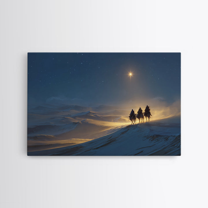 Night Of The Kings, Framed Canvas Print, Christian Art Prints, Christian Christmas Art, Christian Wall Art, Jesus Painting, Christmas Art W