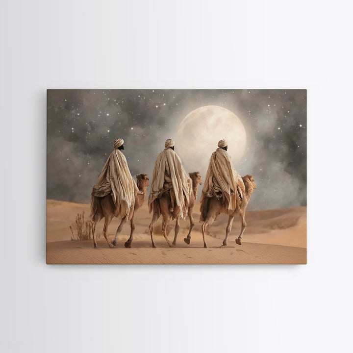 Moonlit Journey – Framed Canvas Print – Christian Art Canvas – Christmas Art – Christian Art Work – Christian Christmas Art – Christian Pai