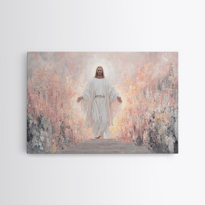 Heaven’s Welcome, Framed Canvas Print, Christian Wall Art, Jesus Painting, Christian Art Canvas, Christian Art Prints, Christian Art Work
