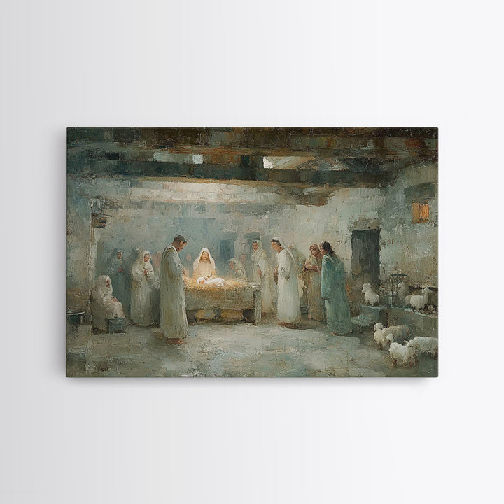 Bethlehem Gathering – Framed Canvas Print – Christian Christmas Art – Christian Wall Art – Christmas Art – Christian Art Canvas – Jesus Pai