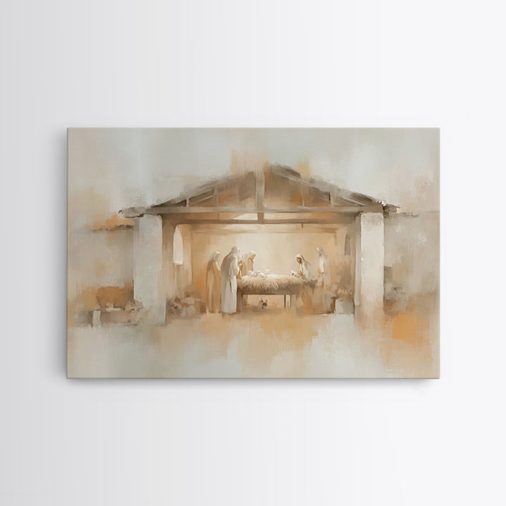 Sacred Birth Glow | Framed Canvas Print | Christian Wall Art | Christmas Art | Christian Art Canvas | Christian Christmas Decor | Christian