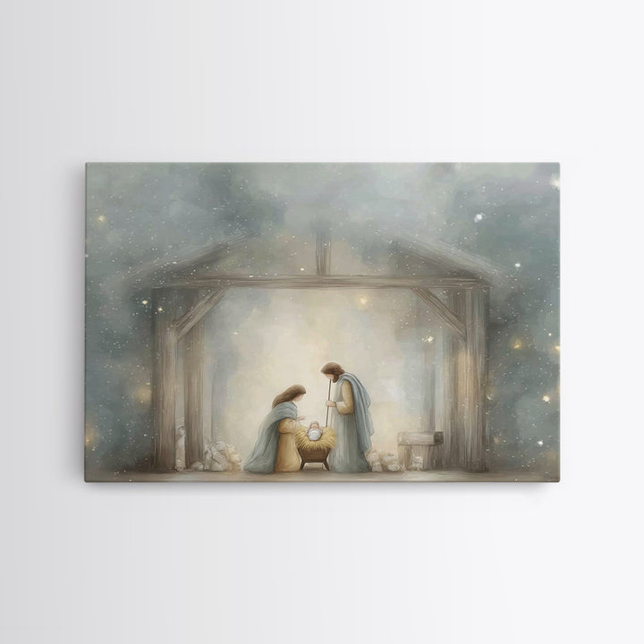 Manger Blessing | Framed Canvas Print | Christian Art Canvas | Christmas Art | Christian Wall Art | Christian Christmas Decor | Jesus Art P