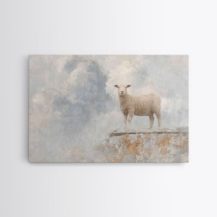 Heavenly Lamb Rise – Framed Canvas Print – Christian Wall Art – Christian Art Canvas – Unique Christian Art – Subtle Christian Art – Christ