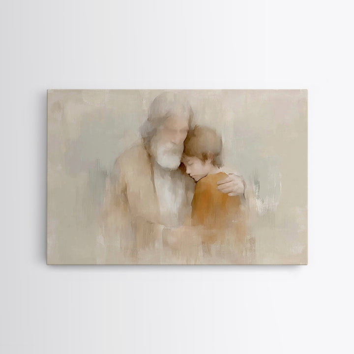 Father’s Comfort – Framed Canvas Print – Christian Wall Art – Minimalist Christian Art – Christian Art Canvas – Subtle Christian Art – Chri