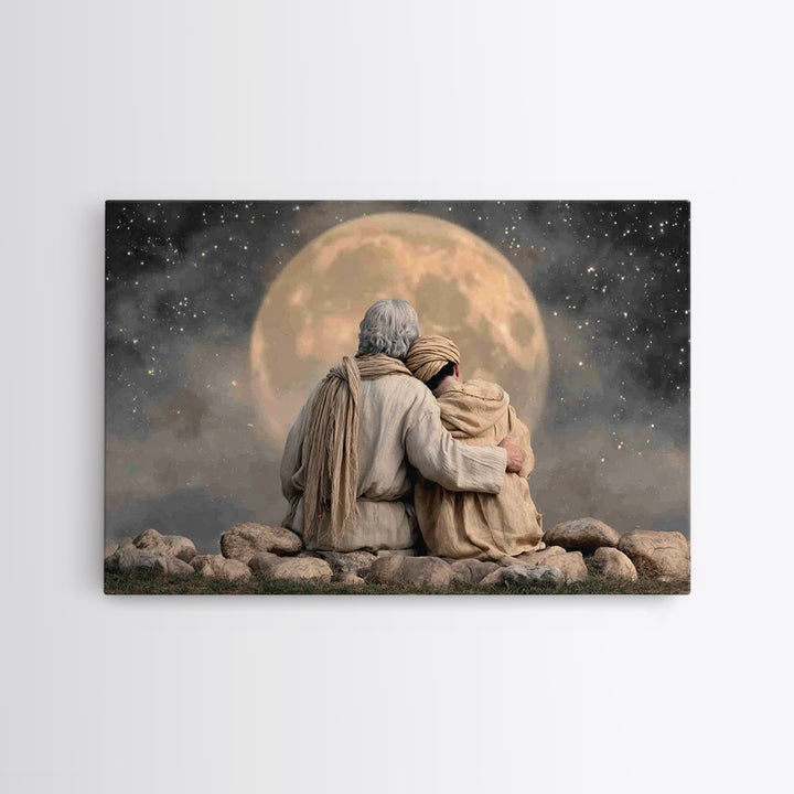 Moonlit Promise – Framed Canvas Print – Christian Wall Art – Christian Art Canvas – Vintage Christian Art – Christian Gift – Christian Deco