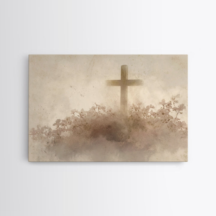 Risen Blossom – Framed Canvas Print – Christian Wall Art – Christian Art Canvas – Christian Decoration – Moody Christian Art – Christian Ar