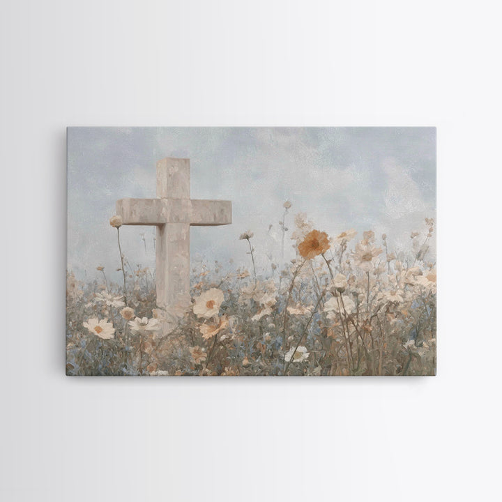 Field Of Mercy, Framed Canvas Print, Christian Art Print, Christian Wall Art, Abstract Christian Art, Christian Gift, Jesus Painting