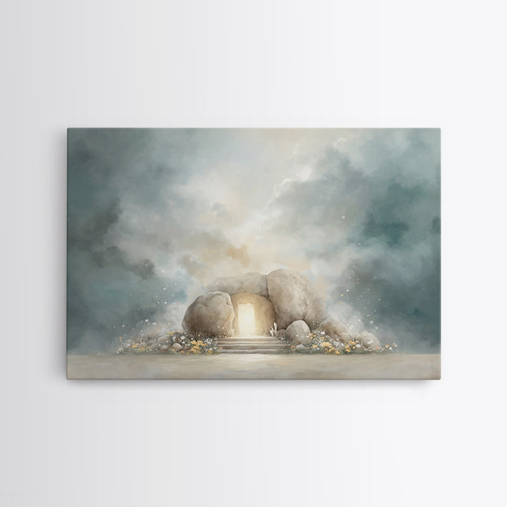 Tomb Of Hope – Framed Canvas Print – Christian Art Canvas – Christian Wall Art – Christian Christmas Decor – Jesus Christmas Art – Subtle C