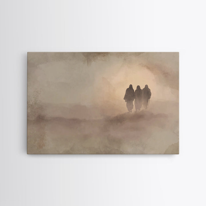 Three On The Road – Framed Canvas Print – Christian Wall Art – Christian Art Print – Christian Gift Ideas – Abstract Christian Art – Jesus