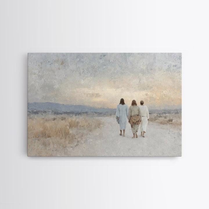 Quiet Morning Walk | Framed Canvas Print | Christian Wall Art | Christian Art Canvas | Large Jesus Painting | Subtle Christian Art | Christ