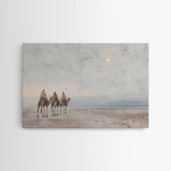 Desert Star Quest – Framed Canvas Print – Christian Christmas Art – Christian Art Canvas – Christmas Wall Art – Unique Christian Art – Jesu