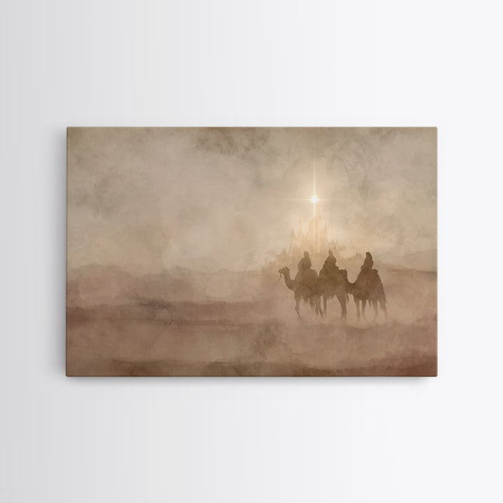Starbound Journey, Framed Canvas Print, Christian Art Prints, Christian Wall Art, Christmas Canvas Wall Art, Christian Decorations, Moody C