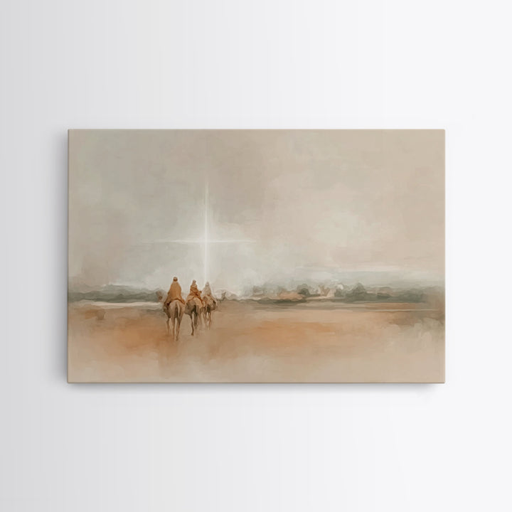 Bethlehem Light Path, Framed Canvas Print, Christian Art Canvas, Christmas Wall Art, Christian Christmas Art, Jesus Painting, Christmas Art