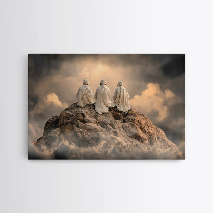 Sacred Summit Calm | Framed Canvas Print | Christian Wall Art | Christian Art Canvas | Jesus Painting | Moody Christian Art | Christian Gif
