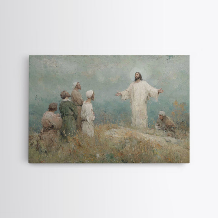 Blessing Of Light, Framed Canvas Print, Christian Art Canvas, Christian Wall Art, Jesus Painting, Christian Art Gift, Large Christian Paint