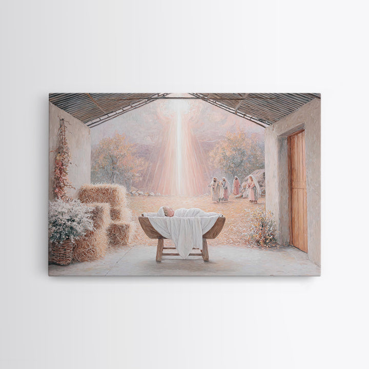 Divine Arrival – Framed Canvas Print – Christian Art Canvas – Christian Christmas Art – Christian Wall Art – Jesus Painting
