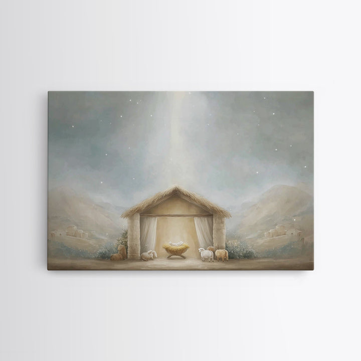Humble Birth, Framed Canvas Print, Christian Christmas Art, Christian Wall Art, Christian Art Canvas, Jesus Painting