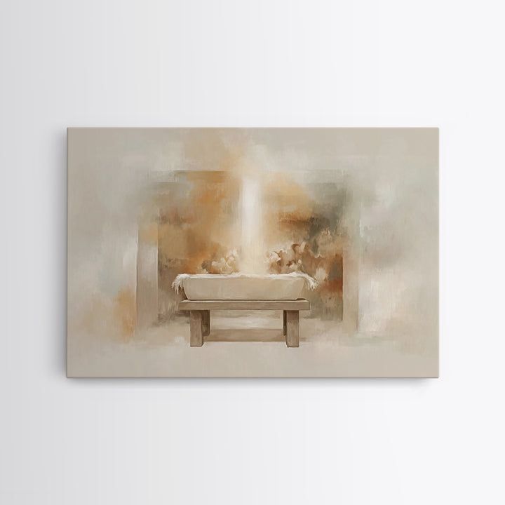 Holy Cradle | Framed Canvas Print | Christian Art Canvas | Christian Christmas Art | Christian Wall Art | Jesus Painting