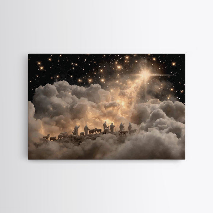 Starry Shepherds – Framed Canvas Print – Christian Christmas Art – Christian Wall Art – Christian Art Canvas – Christmas Art Prints