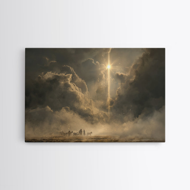 Heavenly Sign – Framed Canvas Print – Christmas Wall Art – Christian Art Canvas – Christian Christmas Art – Moody Christmas Art