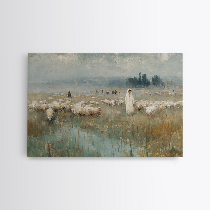 Pasture Of Peace – Framed Canvas Print – Christian Art Canvas – Christian Wall Art – Christian Art Painting – Christian Art
