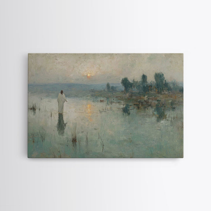Still Waters Grace, Framed Canvas Print, Christian Art Canvas, Jesus Painting, Christian Wall Art, Vintage Christian Art, Christmas Art
