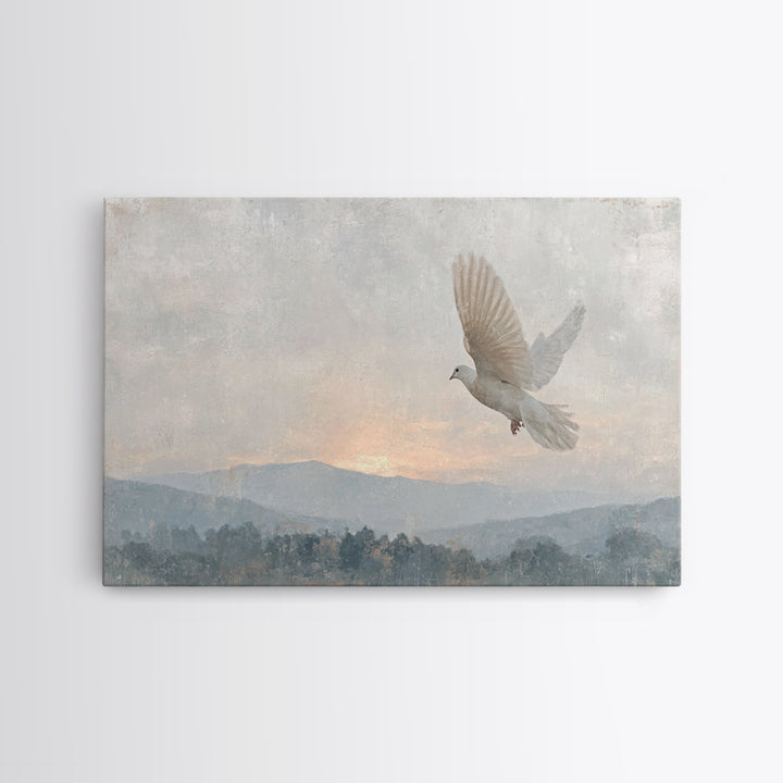 Dove Of Dawn – Framed Canvas Print – Christian Art Canvas – Christian Wall Art – Christian Christmas Art – Vintage Christian Art – Christia