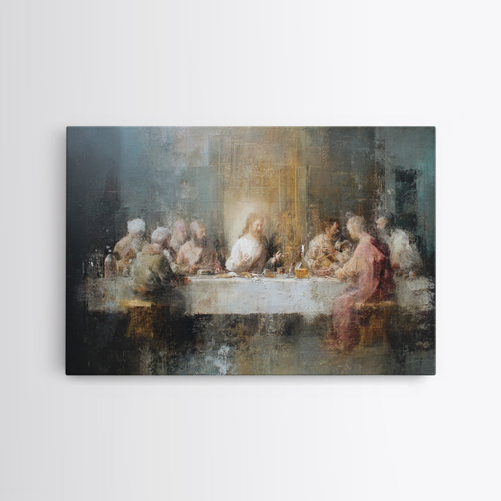 Last Supper Reverence, Framed Canvas Print, Christian Wall Art, Christian Art Canvas, Christian Painting, Vintage Christian Art, Christian