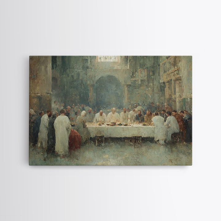 Holy Supper Glow, Framed Canvas Print, Christian Wall Art, Christian Art Canvas, Christian Paintings, Jesus Art Print, Christian Decor