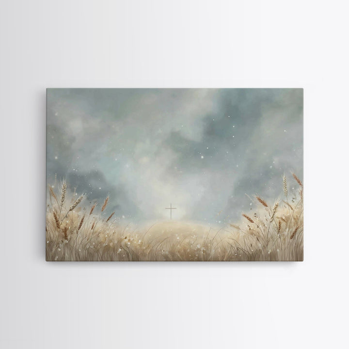 Harvest Dawn, Framed Canvas Print, Christian Wall Art, Christian Art Canvas, Christian Painting, Christian Christmas Art, Christian Decor
