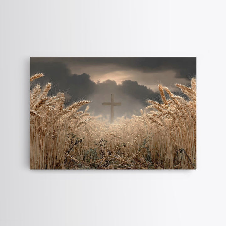 Wheatland Cross - Framed Canvas Print - Christian Wall Art - Christian Art Print - Jesus Painting - Christian Decor - Christian Gift Ideas