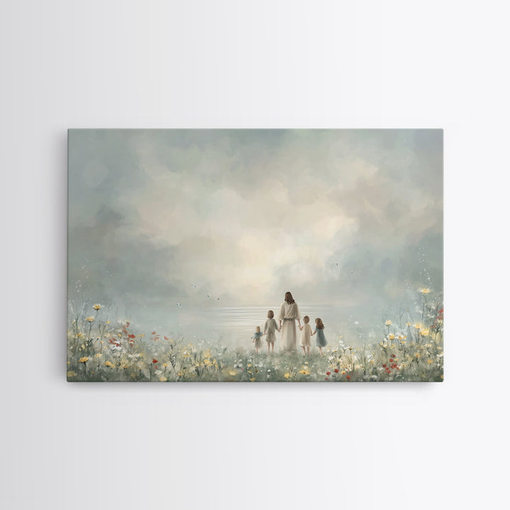 Heavenly Shepherd – Framed Canvas Print – Christian Wall Art – Jesus Painting – Christian Art Canvas – Christian Christmas Art