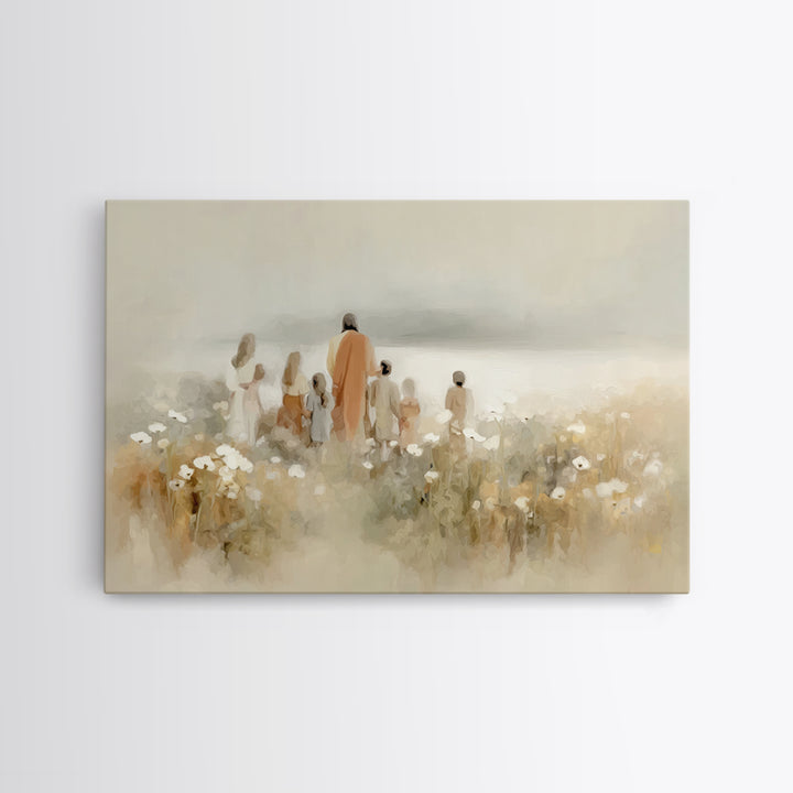 Frosted Journey | Framed Canvas Print | Christian Wall Art | Jesus Paintings | Christian Christmas Art | Modern Christian Painting