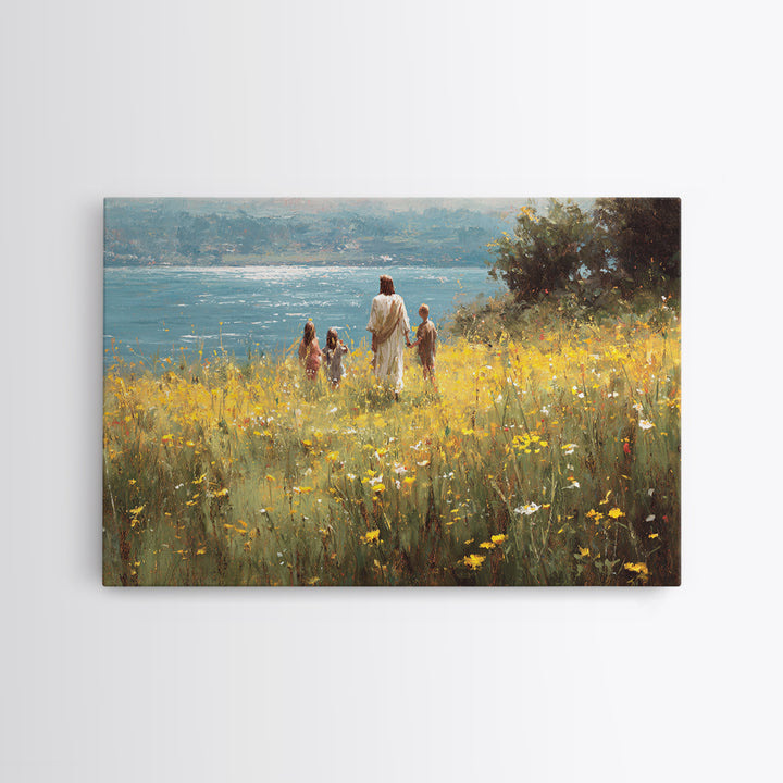 River Of Stillness, Framed Canvas Print, Christian Art Canvas, Jesus Wall Art, Subtle Christian Art, Christmas Art Framed