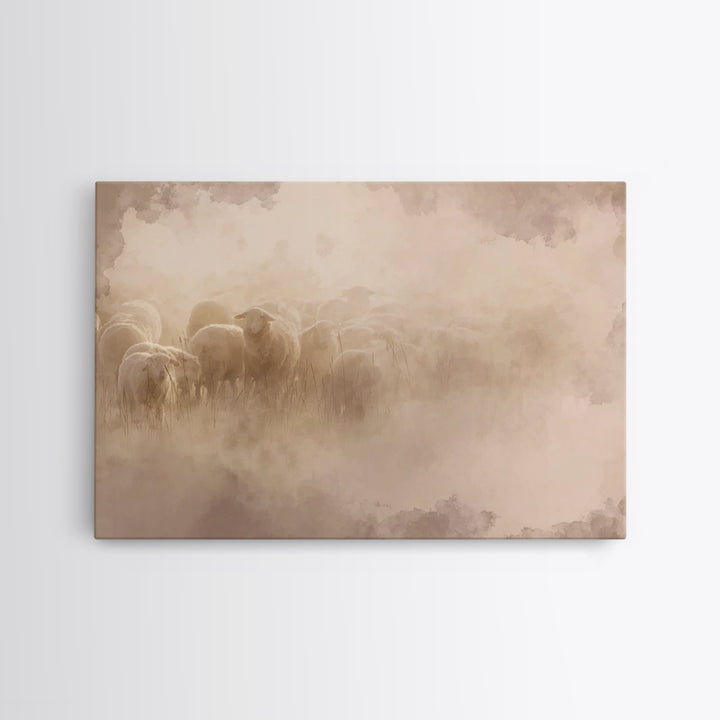 Silent Footsteps Calm | Framed Canvas Print | Christian Wall Art | Minimalist Christian Art | Christian Art Canvas | Christian Decor | Subt