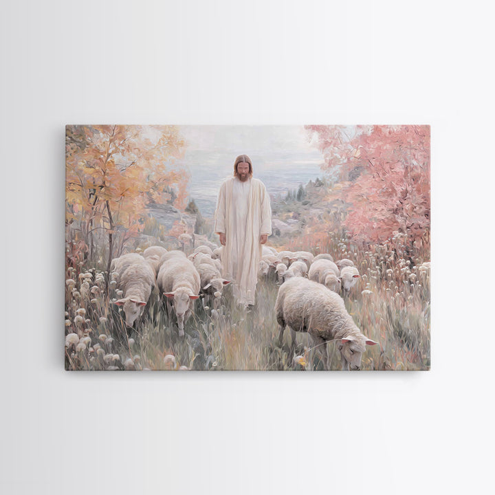 Autumn Grace Walk, Framed Canvas Print, Christian Art Canvas, Christian Wall Art, Jesus Painting, Christian Decoration, Christian Gift Idea