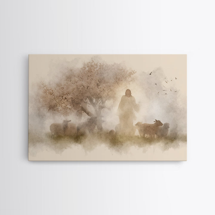 Divine Encounter – Framed Canvas Print – Christian Art – Moody Christmas Art – Christian Art Painting – Christmas Wall Art – Christian Art
