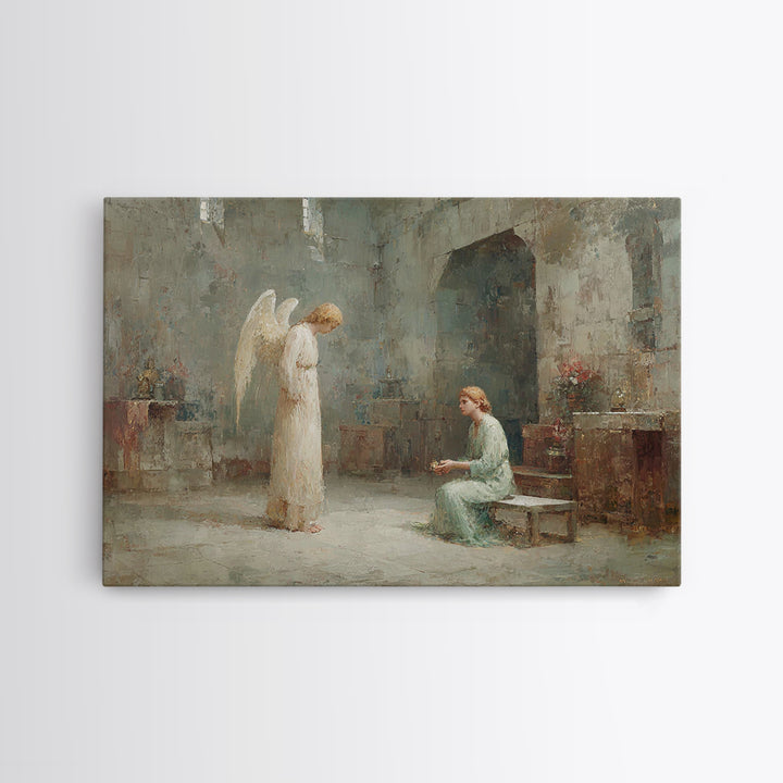 Holy Annunciation – Framed Canvas Print – Christian Christmas Art – Christian Art Canvas – Christian Wall Art – Moody Christian Art – Chris