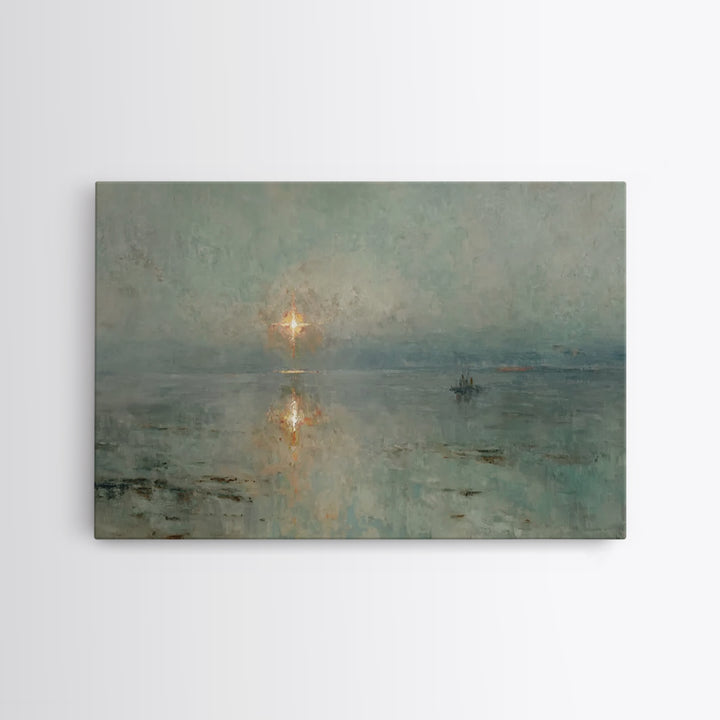 Stable Light – Framed Canvas Print – Christian Christmas Art – Christian Art Work – Christian Art Canvas – Moody Christmas Art – Christmas