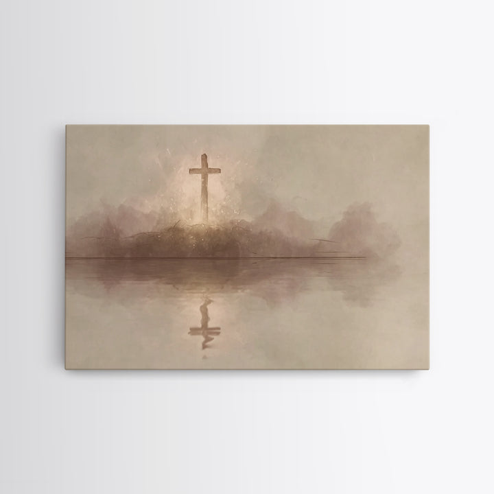 Starborne Cross – Framed Canvas Print – Christian Art – Christian Art Canvas – Moody Christian Art – Christian Art Painting – Christian Wal